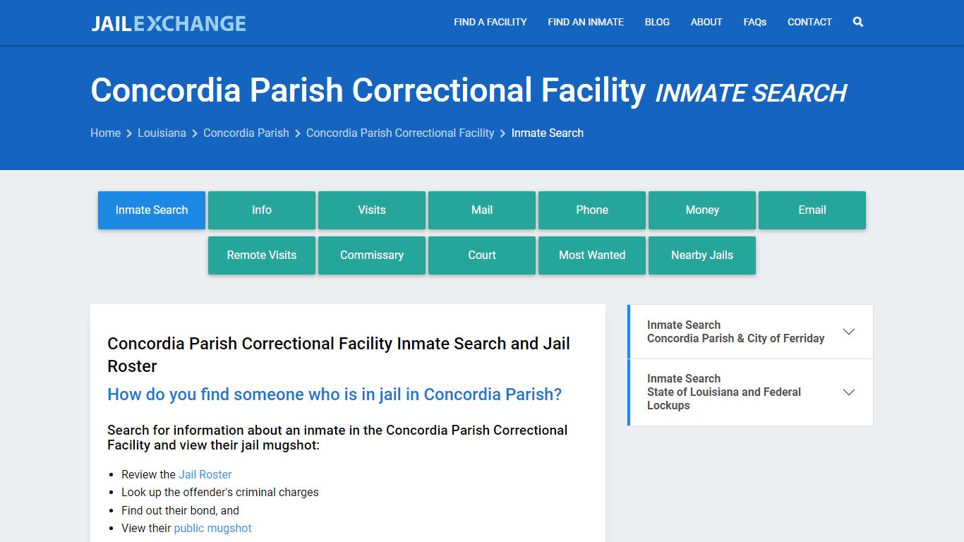 Concordia Parish Correctional Facility Inmate Search - Jail Exchange