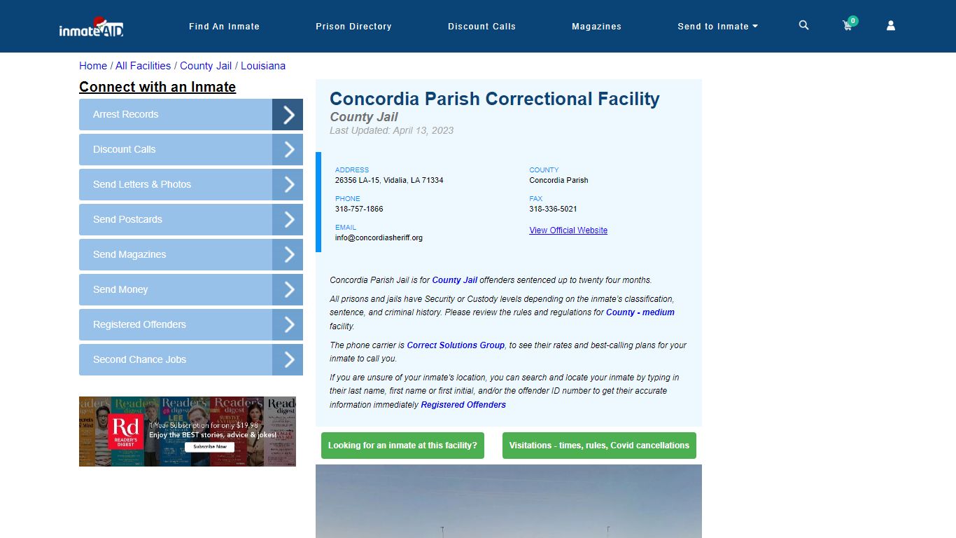 Concordia Parish Correctional Facility - Inmate Locator - Vidalia, LA